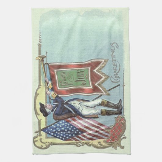 Revolutionaire Oorlog Soldaat Amerikaanse Vlag Hoo Theedoek (Verticaal)