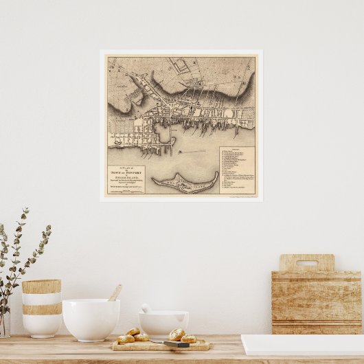 Revolutionary War Newport Map - 1777 Poster (Keuken)