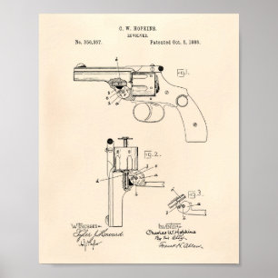 Revolver 1886 Patent Art Old Peper Poster
