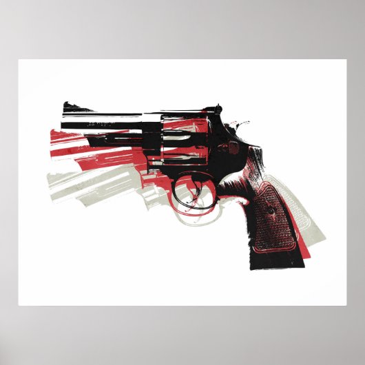 Revolver Pistol Pistool op wit Poster (Voorkant)