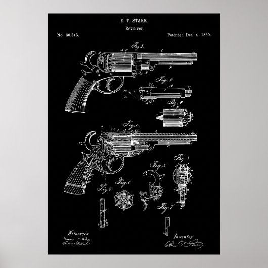 Revolver Pistool Patent Poster (Voorkant)
