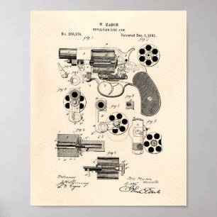 Revolving Fire Arm 1881 Patent Art - Old Peper Poster