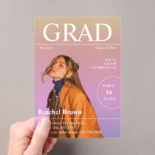 Revue éditoriale Couverture Graduation Invitation (In situ (ordinateur de poche))