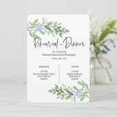 Revue Florale Bleue Et Invitation Dîner (Debout devant)