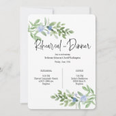 Revue Florale Bleue Et Invitation Dîner (Devant)