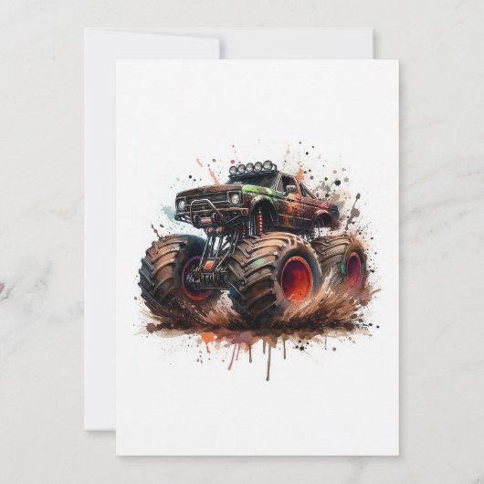 "Revved Up & Ready to Roll" Monster Truck Verjaard Kaart (Achterkant)