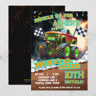 Revved Up & Ready to Roll Monster Truck Verjaardag Kaart