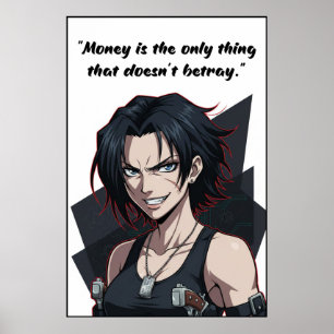 Revy – Black Lagoon Geld Citaat Motivatie Poster