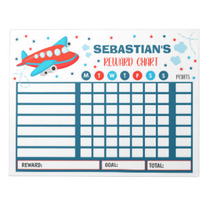 Reward Chart Airplane Personated Chore Chart Notitieblok