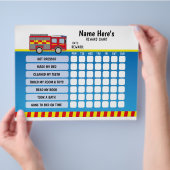 Reward Chart Personated Fire Truck Planner Kinder Flyer (Hand)