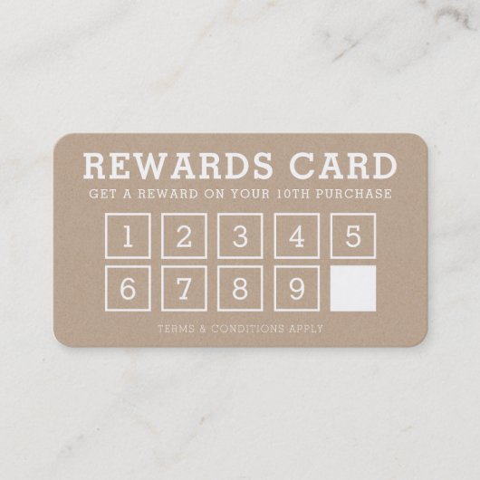 REWARD PUNCH CARD simple fidélité moderne 10e kraf (Devant)