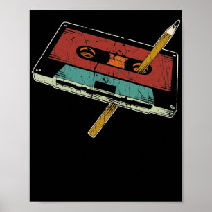 Rewind cassette Pencil Muziek 80s 90s Poster
