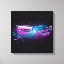 "Rewind the Good Vibes" Cassettebandje Canvas Afdr