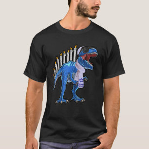 Rex Dinosaur Menorah Hanukkah Funny Holiday Chanuk T-shirt