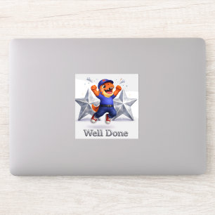 Rex en uil twee zilveren sterren goed gedaan vinyl sticker