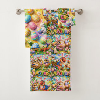 rex hoot three-piece bathroom towel set bad handdoek