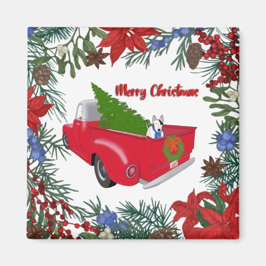 Rex in Rode Vrachtwagenmagneet Magneet (Voorkant)