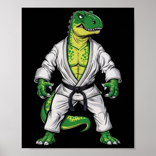 Rex Martial Arts Dinosaurus Jiu-jitsu Bjj Karate Poster (Voorkant)