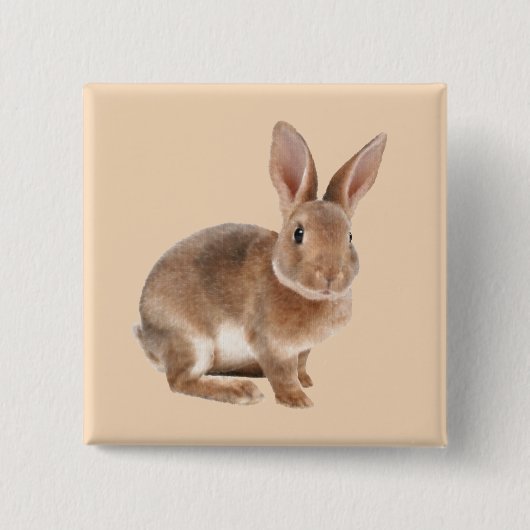 Rex Rabbit Vierkante Button 5,1 Cm (Voorkant)