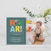 Rex Roar | Dinosaur Anniversaire Invitation photo (Debout devant)