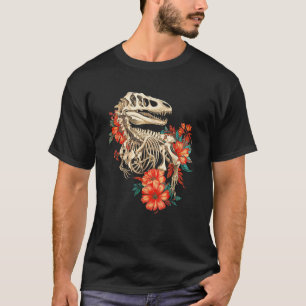 Rex Skeleton Botten Flowers Dino Paleontology Dino T-shirt