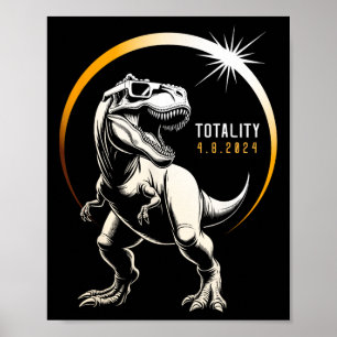 REX Totaal Zonsverduistering 2024 Dinosaurus April Poster