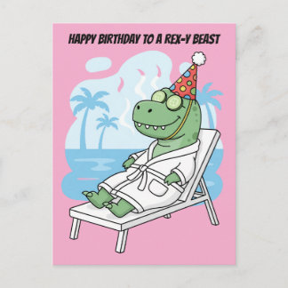 Rex-y Beest Sfeervolle Verjaardag Dinosaur Briefkaart