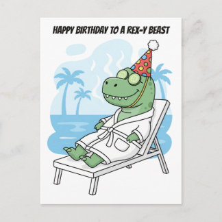 Rex-y Beest Sfeervolle Verjaardagsdinosaurus Briefkaart