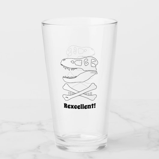 "Rexcellent" T. rex Dinosaurus schedel en Kruisbee Glas (Voorkant)