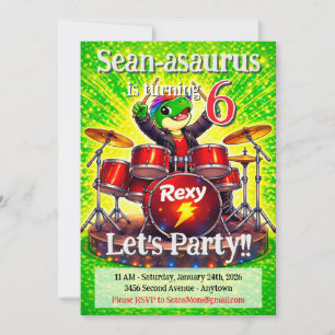 Rexy de Rockstar verjaardagsfeest uitnodiging
