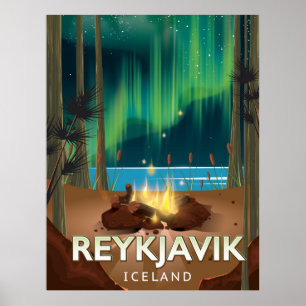 Reykjavik Camping Vintage Reisposter Poster
