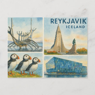 Reykjavik Iceland multiview  Briefkaart