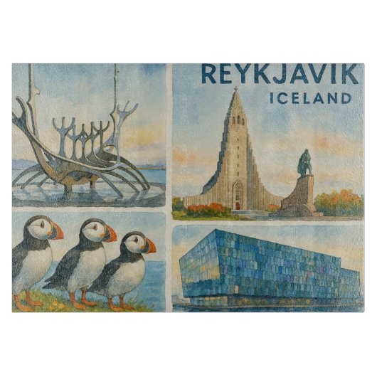 Reykjavik Iceland multiview  Snijplank (Voorkant)