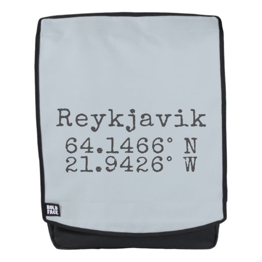 Reykjavik IJsland Latitude Lengtegraad Rugtassen (Voorkant)
