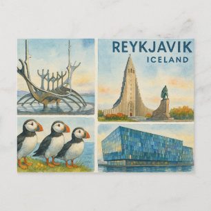 Reykjavik IJsland multiview  Feestdagenkaart