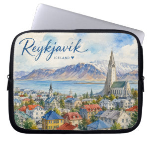 Reykjavik IJsland souvenir aquarel Laptop Sleeve