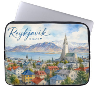 Reykjavik IJsland souvenir aquarel Laptop Sleeve