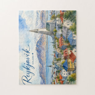 Reykjavik IJsland souvenir aquarel Legpuzzel