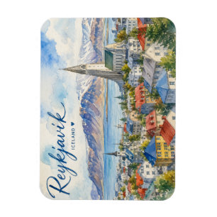 Reykjavik IJsland souvenir aquarel Magneet