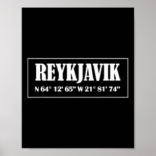 Reykjavik IJsland Stad Coördinaten Poster