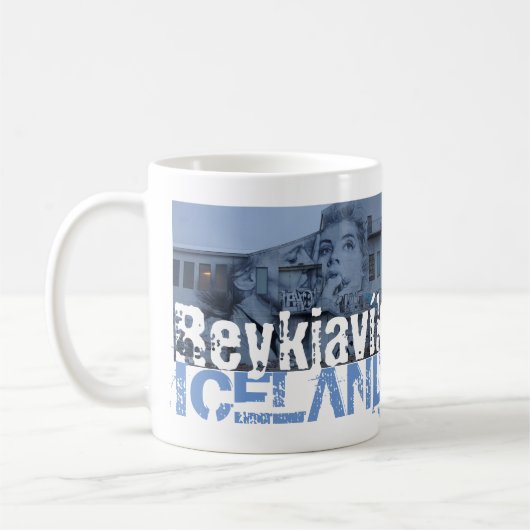 Reykjavik IJsland - straatmuurschildering Koffiemok (Links)