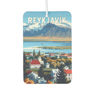 Reykjavík IJsland Travel Art Vintage Luchtverfrisser
