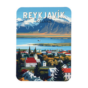 Reykjavík IJsland Travel Art Vintage Magneet