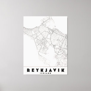 Reykjavik IJsland Vintage Reis Kaart Canvas Afdruk