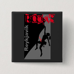 Reykjavik Rocks knop Vierkante Button 5,1 Cm