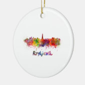 Reykjavik skyline in waterverf keramisch ornament (Links)
