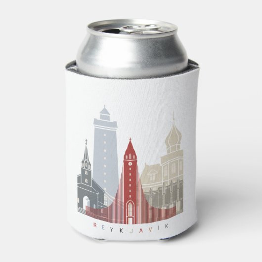 Reykjavik V2 skyline poster Blikjeskoeler (Blikje Voorkant)