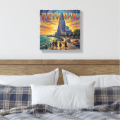 Reykjavik Waterfront Glow Kerk Canvas Afdruk (Insitu (Slaapkamer))