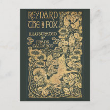 Reynard the Fox Antiek Victoriaans Boek Briefkaart