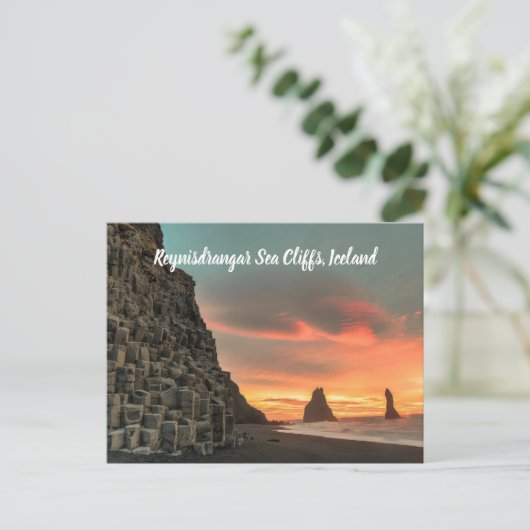 Reynisdrangar Zee Cliffs IJsland gestileerd Briefkaart (Staand voorkant)